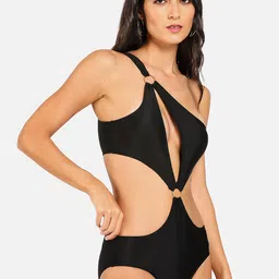 HAUTE SAUCE by  Campus Sutra Women Black Solid Cut-Out Swimsuit-image-62
