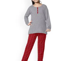 FUNKRAFTS Girls Checks Pure Cotton Night Suit-image-44
