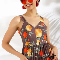 KASSUALLY Mauve & Red Printed Shoulder Straps Basic Jumpsuit image 4