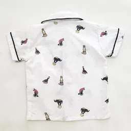 Freesia Array Kids Conversational Printed Lapel Collar Pure Cotton Shirt With Pyjamas image 5