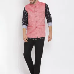 Hangup Men Printed Linen Kurta with Pyjamas image 5