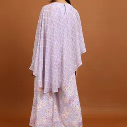 Vishudh Printed V-Neck Sleeveless Basic Basic Jumpsuit With Cape image 2