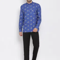 Hangup Men Printed Linen Kurta with Trouser image 3