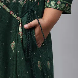 W Plus Size Green Printed with Layered Jumpsuit image 3