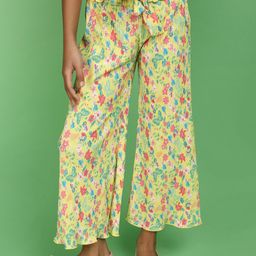 V-Mart Girls Floral Printed Mid-Rise Flared Fit Trousers-image-94