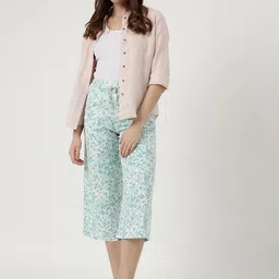 Marks & Spencer Women Floral Printed High-Rise Straight Fit Culottes-image-25
