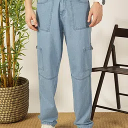 Mast & Harbour Men Smart Relaxed Fit Cargo Style Cotton Jeans-picture-16