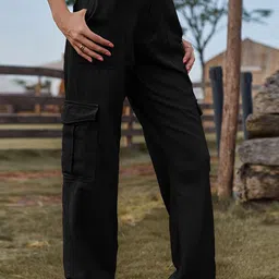 StyleCast Women Black Mid-Rise Straight Fit Denim Joggers-image-14