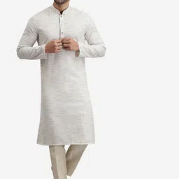 THE KURTA COMPANY Woven Design Mandarin Collar Straight Kurta-image-78