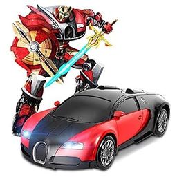 FAMOUS QUALITY Converting Car to Robot, Robot to Car Automatically,Tra Toy, with Light and Sound for Kids (Red and Blue) image 1