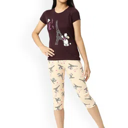 SINI MINI Girls Graphic Printed Pure Cotton Night suit-picture-31