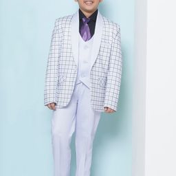 Aj DEZInES Boys Checked Single-Breasted Cotton Five-Piece Party Suit-picture-18