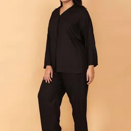 LastInch Typography Embroidered Lapel Collar Night suit-image-9