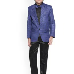 Jeetethnics Boys Navy Blue & Black Checked Party Suit-image-70
