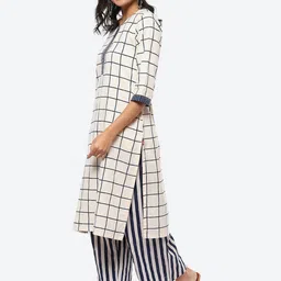 Biba Checked Printed Regular Kurta With Palazzos image 3
