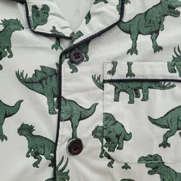 Freesia Array Kids Conversational Printed Lapel Collar Pure Cotton Shirt With Pyjamas image 3