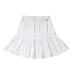 Allen Solly Junior Girls Schiffli Self Design Pure Cotton Flared Skirt-image-74