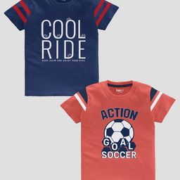 BAESD Boys Pack Of 2 Slim Fit Typography Printed Pure Cotton Casual T-shirt-image-40