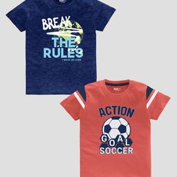 BAESD Boys Pack Of 2 Slim Fit Typography Printed Pure Cotton Casual T-shirt-image-42