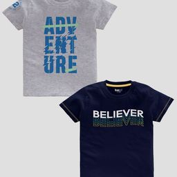 BAESD Boys Pack Of 2 Slim Fit Typography Printed Pure Cotton Casual T-shirt-image-46