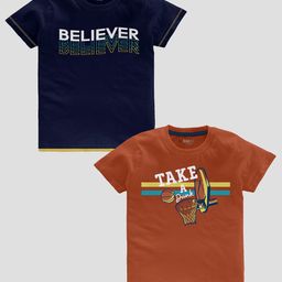 BAESD Boys Pack Of 2 Slim Fit Typography Printed Pure Cotton Casual T-shirt-image-121