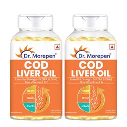 Dr. Morepen Set of 2 Cod Liver Oil with Natural Omega 3, Vitamin A & D - 100 Softgels Each image 1