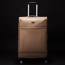 CARRIALL Beige Solid Soft-Sided Medium Trolley Suitcase-15