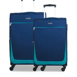 CARRIALL Set Of 2 Navy Blue Solid Trolley Suitcases-1