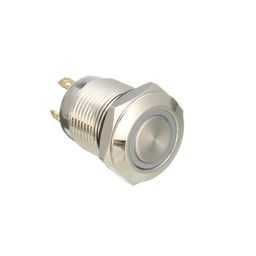 12mm 12V Ring Light Self-Lock Non-Momentary Metal Push-button Switch-Red Light image 4