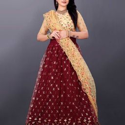 DDRS FASHION Embroidered Sequinned Ready to Wear Lehenga & Unstitched Blouse With Dupatta-image-8