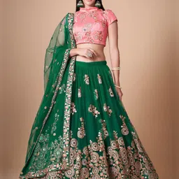 Fusionic Embellished Semi Stitched Net Lehenga & Unstitched Blouse With Dupatta-picture-45
