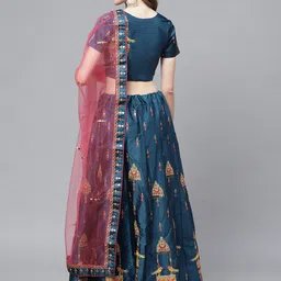 HRITIKA Embroidered Thread Work Semi-Stitched Lehenga & Unstitched Blouse With Dupatta image 4