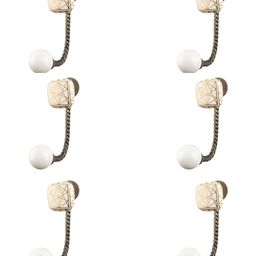 IndianShelf White & Gold Toned 6 Pieces Printed Ceramic Wall Hooks-image-14