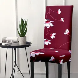 Cortina Maroon & White Printed Super Stretchable Chair Cover-image-28