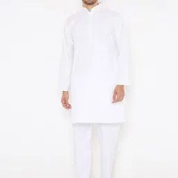 Maharaja Striped Mandarin Collar Regular Kurta with Pyjamas-picture-17