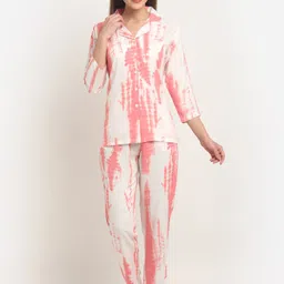 Claura Women White & Pink Printed Cotton Night Suit-image-18