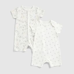 Mothercare Kids Pack Of 2 Printed Pure Cotton Rompers-image-38