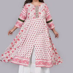 YASH GALLERY Plus Size Floral Printed A-Line Kurta-6