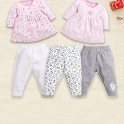 BABY GO Girls Pack Of 5 Printed Cotton Top with Pyjamas-38