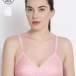 ABELINO  Pack of 2 Pink & White Bra SILK2PCPIN-35