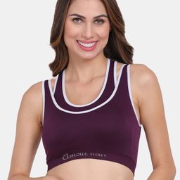 Amour Secret Purple & White Removable Lightly Padded Sports Bra-50