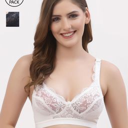 Floret Pack of 2 White & Blue Floral T-shirt Bra-image-83