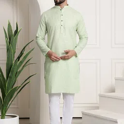 SOJANYA Checked Regular Mandarin Collar Kurta With Churidar-image-44
