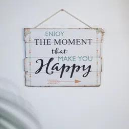 MARKET99 White Wood Happy Quotes Wall Plaque-42