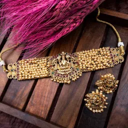 STILEADDA Gold Plated Multi-Color Laxmi Hydra Beads Choker Set-picture-34