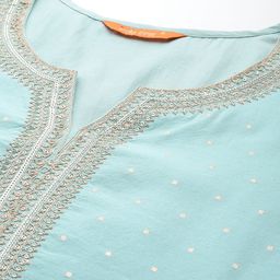 Indo Era Embroidered Regular Sequinned Chanderi Silk Kurta with Trousers & Dupatta image 2