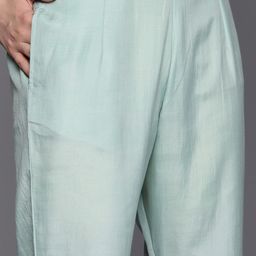 Indo Era Embroidered Regular Sequinned Chanderi Silk Kurta with Trousers & Dupatta image 3