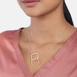 Peora Gold-Plated Alphabet R Personalized Name Pendant with Chain image 2