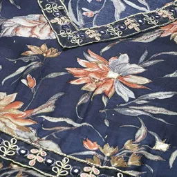 Anouk Floral Printed Mirror Work Kurta with Trousers & With Dupatta image 2