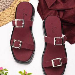 El Paso Buckled Open Toe Flats-10